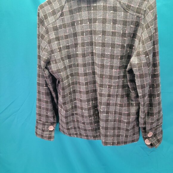 Baxis Womens Medium Plaid Wool Jacket With Button Front Closure & Pockets - Picture 8 of 11